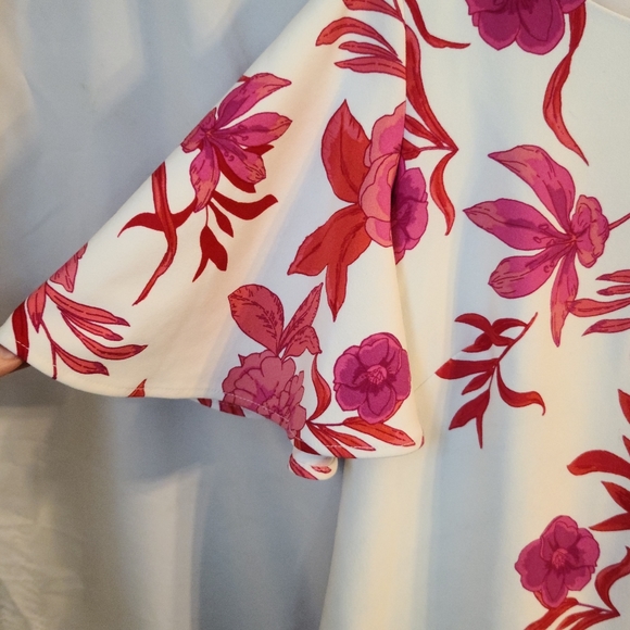 Woman's Dress white with floral size 14 - Picture 4 of 8